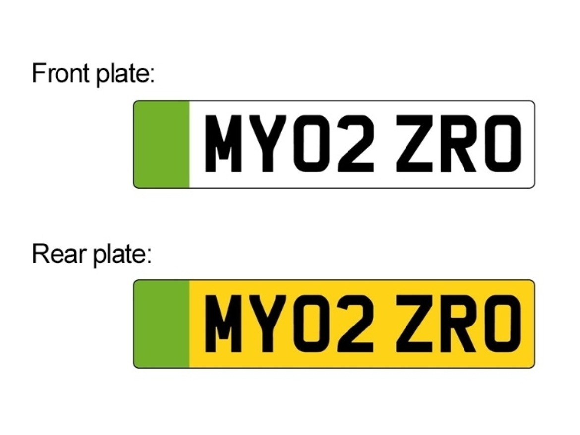 A new green strip will appear on the left-hand side of the number plates of electric vehicles